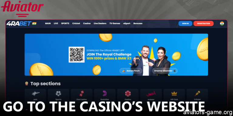 Navigate to the casino's main page to access the Aviator game.