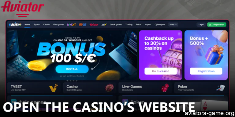 Visit the casino's home page to begin your Aviator journey.