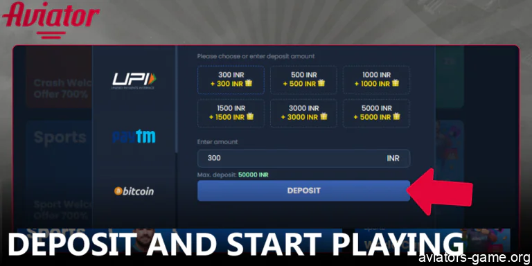 Fund your account and dive into the action on Aviator.