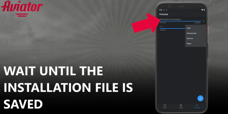 Wait for the Aviator setup file to be fully saved to your storage.